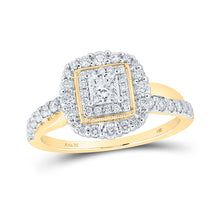  14k Yellow Gold Princess Diamond Halo Bridal Wedding Engagement Ring 3/4 Cttw