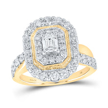  14k Yellow Gold Emerald Diamond Halo Bridal Wedding Engagement Ring 1-1/2 Cttw