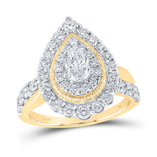  14k Yellow Gold Pear Diamond Halo Bridal Wedding Engagement Ring 1-1/2 Cttw