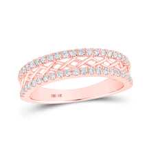  10k Rose Gold Womens Round Diamond Band Ring 1/3 Cttw