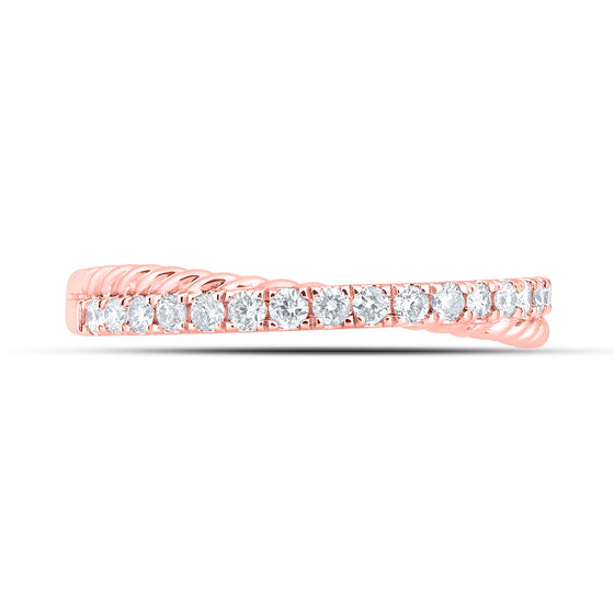 10k Rose Gold Womens Round Diamond Stackable Band Ring 1/4 Cttw