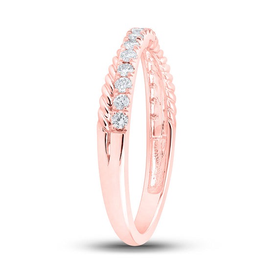 10k Rose Gold Womens Round Diamond Stackable Band Ring 1/4 Cttw
