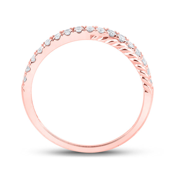 10k Rose Gold Womens Round Diamond Stackable Band Ring 1/4 Cttw