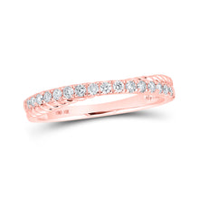  10k Rose Gold Womens Round Diamond Stackable Band Ring 1/4 Cttw