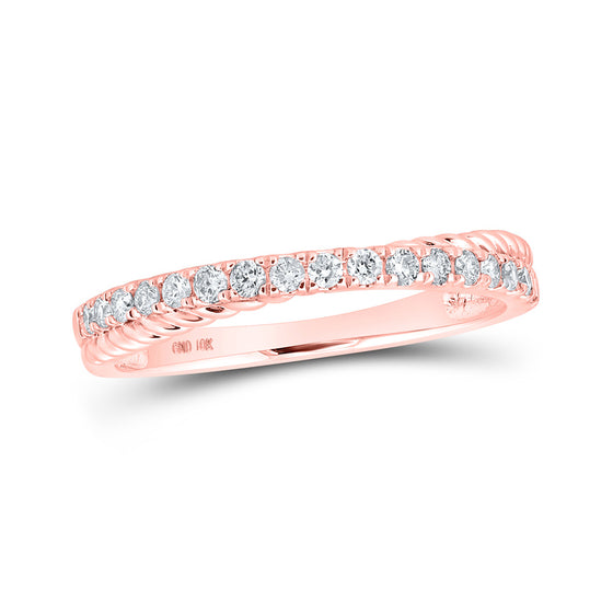 10k Rose Gold Womens Round Diamond Stackable Band Ring 1/4 Cttw