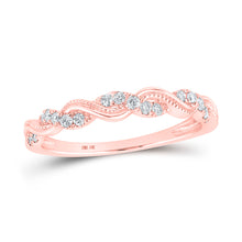 10k Rose Gold Womens Round Diamond Twist Stackable Band Ring 1/5 Cttw