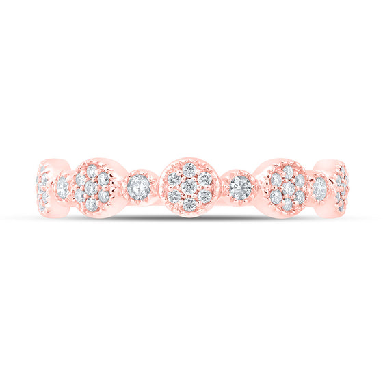 10k Rose Gold Womens Round Diamond Stackable Band Ring 1/5 Cttw