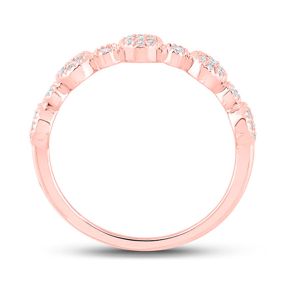 10k Rose Gold Womens Round Diamond Stackable Band Ring 1/5 Cttw