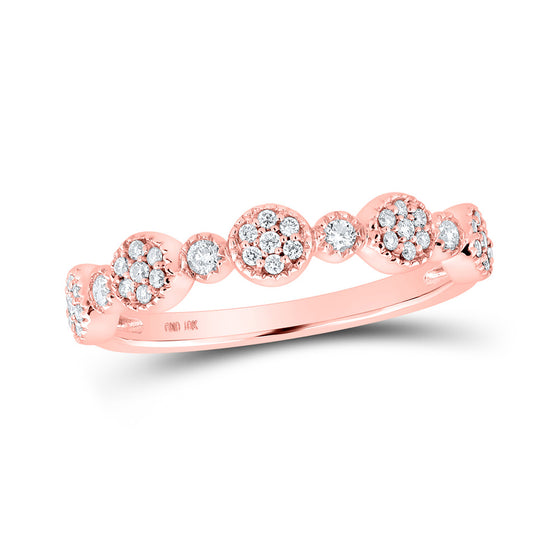 10k Rose Gold Womens Round Diamond Stackable Band Ring 1/5 Cttw