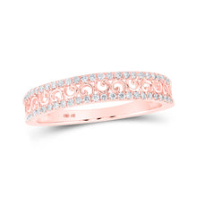  10k Rose Gold Womens Round Diamond Band Ring 1/5 Cttw