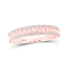  10k Rose Gold Womens Round Diamond Band Ring 1/5 Cttw