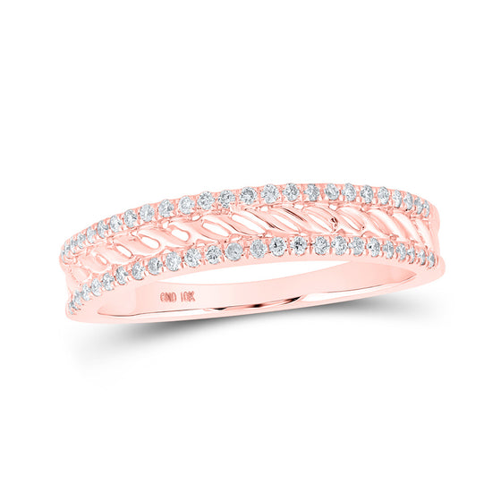 10k Rose Gold Womens Round Diamond Band Ring 1/5 Cttw