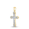 10k Yellow Gold Womens Round Diamond Cross Pendant 1/3 Cttw