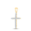 10k Yellow Gold Womens Round Diamond Cross Pendant 1/2 Cttw