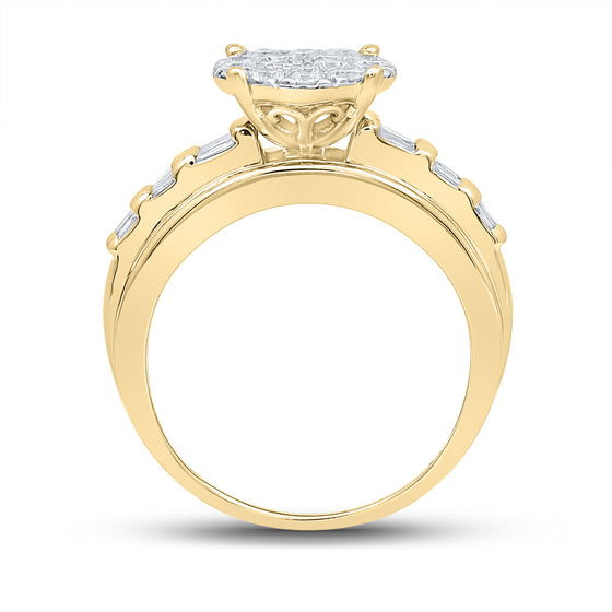 10k Yellow Gold Round Diamond Oval Bridal Wedding Engagement Ring 2 Cttw