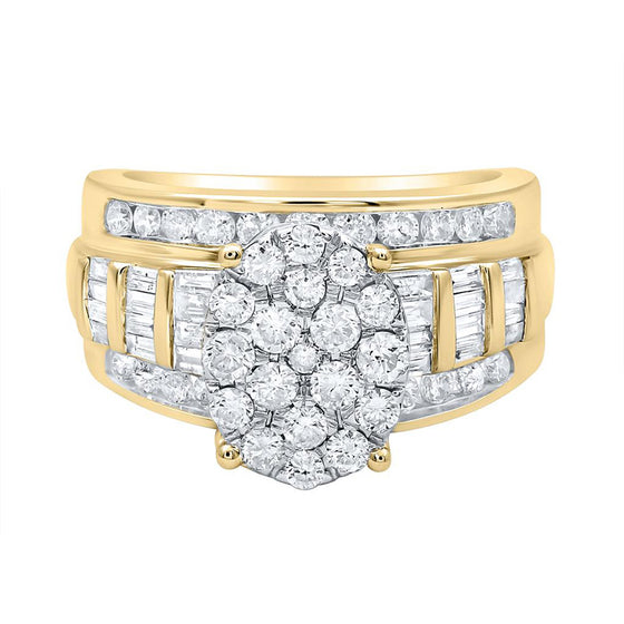 10k Yellow Gold Round Diamond Oval Bridal Wedding Engagement Ring 1-1/2 Cttw