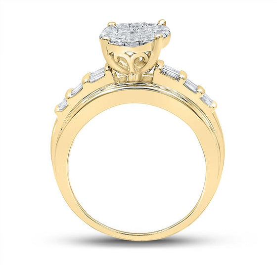 10k Yellow Gold Round Diamond Oval Bridal Wedding Engagement Ring 1-1/2 Cttw