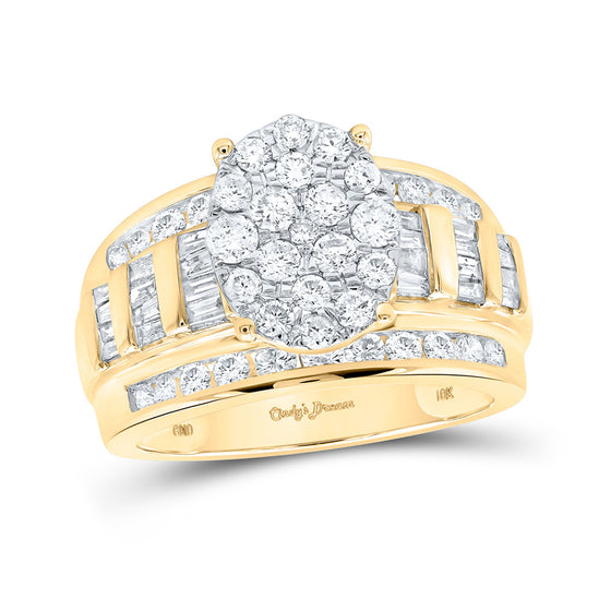 10k Yellow Gold Round Diamond Oval Bridal Wedding Engagement Ring 1-1/2 Cttw