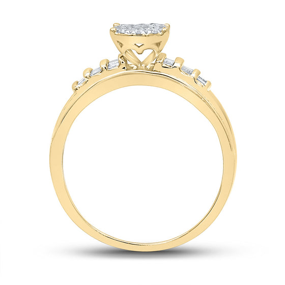 10k Yellow Gold Round Diamond Oval Bridal Wedding Engagement Ring 1/2 Cttw