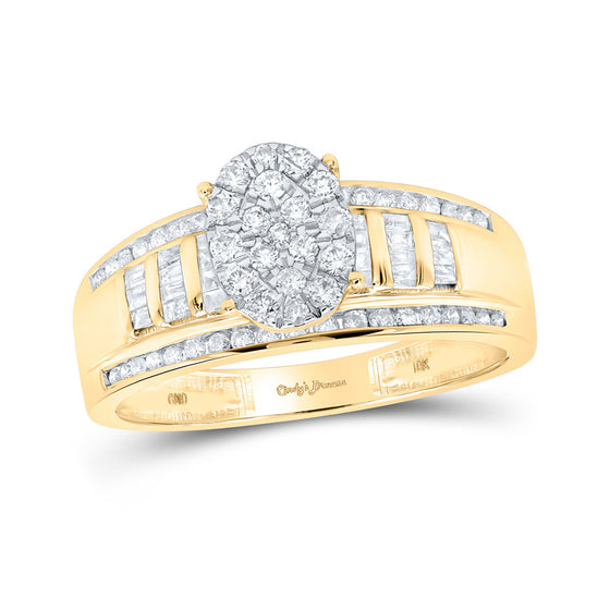 10k Yellow Gold Round Diamond Oval Bridal Wedding Engagement Ring 1/2 Cttw