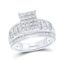  10k White Gold Round Diamond Cluster Bridal Wedding Engagement Ring 1 Cttw