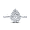 10k White Gold Womens Round Diamond Teardrop Ring 1/3 Cttw