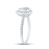 10k White Gold Womens Round Diamond Teardrop Ring 1/3 Cttw