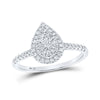 10k White Gold Womens Round Diamond Teardrop Ring 1/3 Cttw