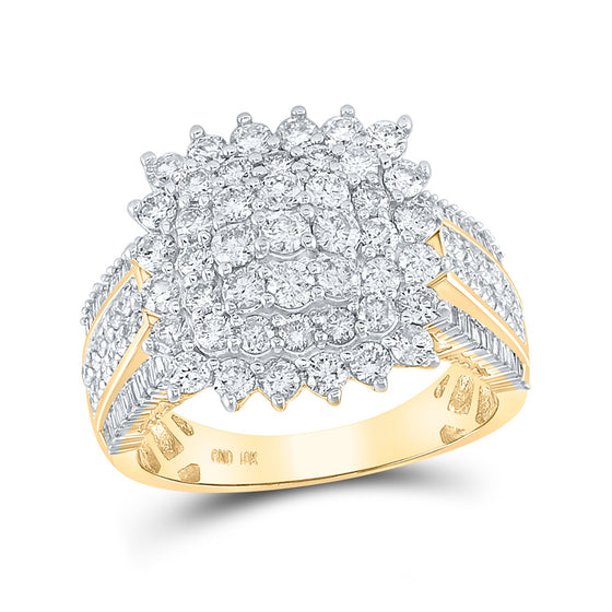 10k Yellow Gold Womens Round Diamond Cluster Ring 2 Cttw