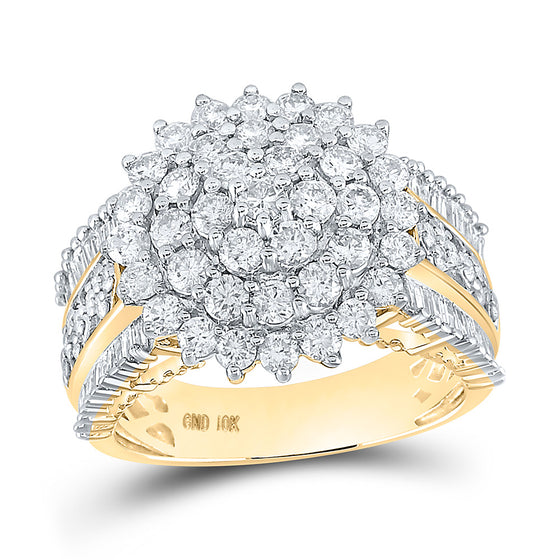10k Yellow Gold Womens Round Diamond Cluster Ring 2 Cttw