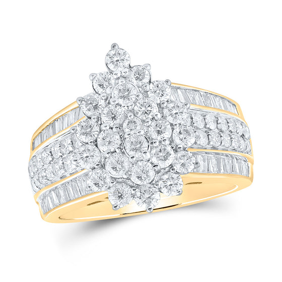 10k Yellow Gold Womens Round Diamond Cluster Ring 2 Cttw