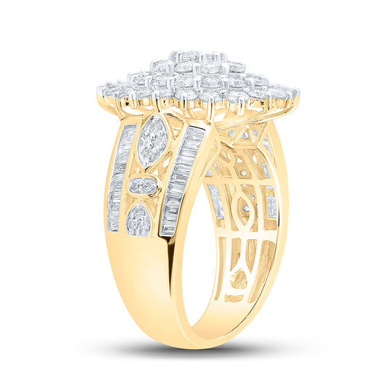10k Yellow Gold Womens Round Diamond Cluster Ring 2 Cttw