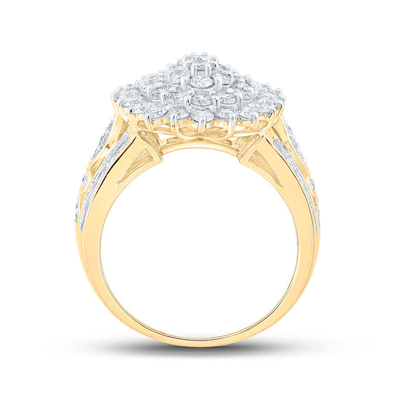 10k Yellow Gold Womens Round Diamond Cluster Ring 2 Cttw