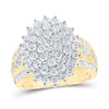 10k Yellow Gold Womens Round Diamond Cluster Ring 2 Cttw