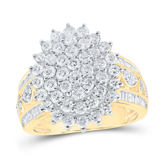 10k Yellow Gold Womens Round Diamond Cluster Ring 2 Cttw