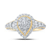 10k Yellow Gold Womens Round Diamond Teardrop Ring 1-1/4 Cttw