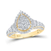 10k Yellow Gold Womens Round Diamond Teardrop Ring 1-1/4 Cttw