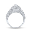 10k White Gold Womens Round Diamond Teardrop Ring 1-1/4 Cttw
