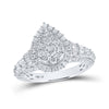 10k White Gold Womens Round Diamond Teardrop Ring 1-1/4 Cttw