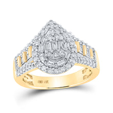  14k Yellow Gold Womens Round Diamond Teardrop Ring 1 Cttw