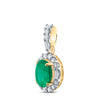 14k Yellow Gold Womens Oval Emerald Diamond Fashion Pendant 1 Cttw