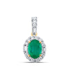 14k Yellow Gold Womens Oval Emerald Diamond Fashion Pendant 1 Cttw