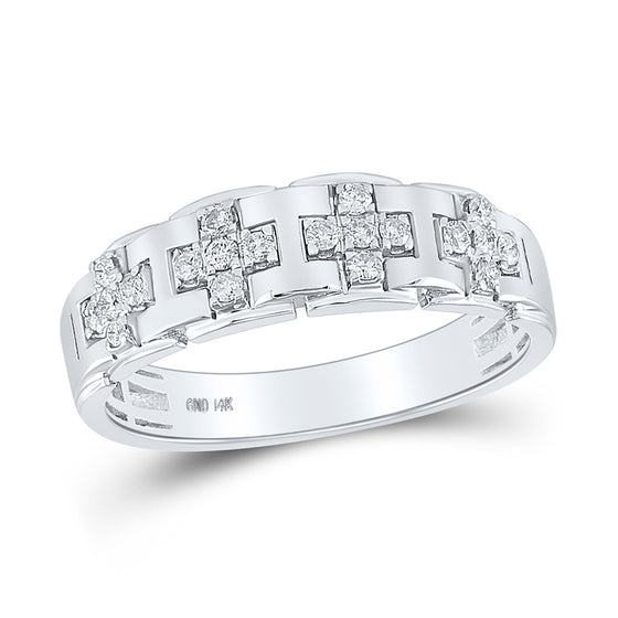 14k White Gold His Hers Round Diamond Cluster Matching Wedding Set 1 Cttw