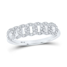  10k White Gold Womens Round Diamond Cuban Link Band Ring 1/3 Cttw