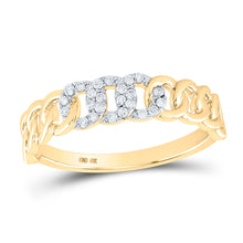  10k Yellow Gold Womens Round Diamond Cuban Link Band Ring 1/8 Cttw