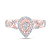 10k Two-tone Gold Womens Round Diamond Teardrop Ring 1/4 Cttw