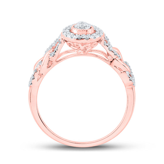 10k Two-tone Gold Womens Round Diamond Teardrop Ring 1/4 Cttw