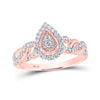 10k Two-tone Gold Womens Round Diamond Teardrop Ring 1/4 Cttw