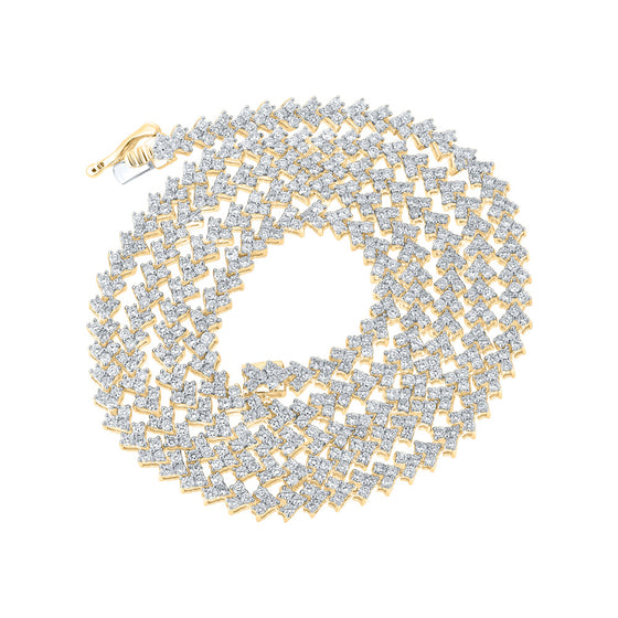 10k Yellow Gold Mens Round Diamond 24-inch Link Chain Necklace 8 Cttw
