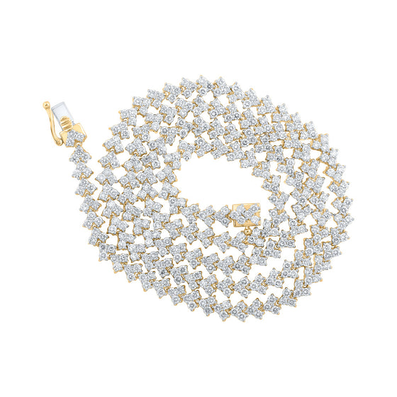 10k Yellow Gold Mens Round Diamond 22-inch Link Chain Necklace 13 Cttw